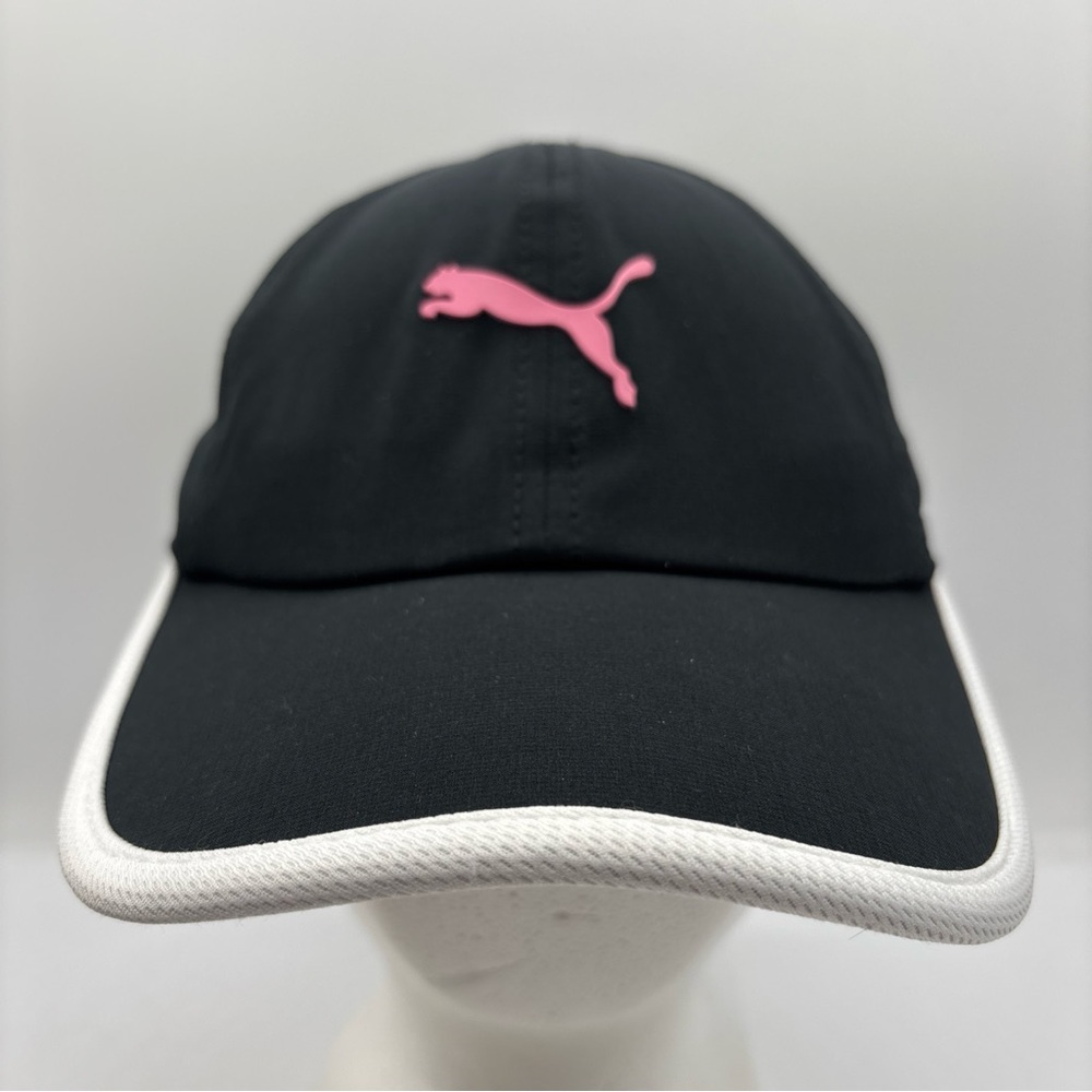 Puma Golf Performance Hat Black Pink Logo Adjustable Lightweight‎ Athletic Cap